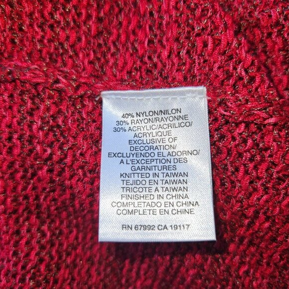 Vintage Sigrid Olsen Red Embroidered Cardigan Sweater – Size L - Picture 6 of 12